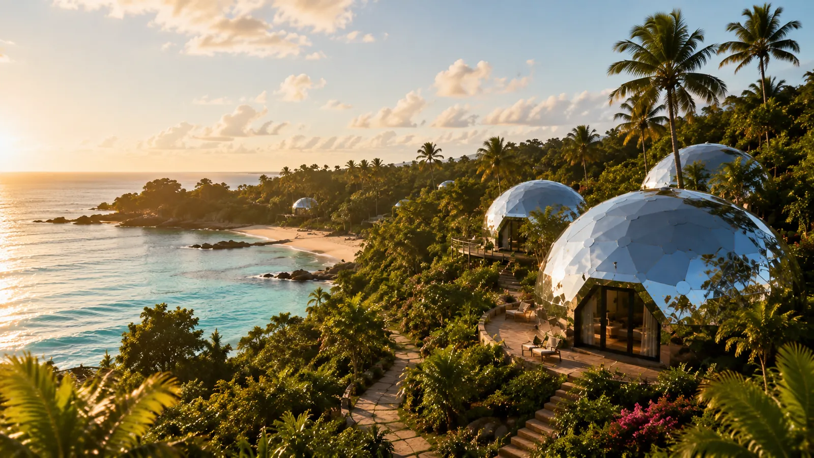 Caribbean coastline with turquoise water and lush landscape